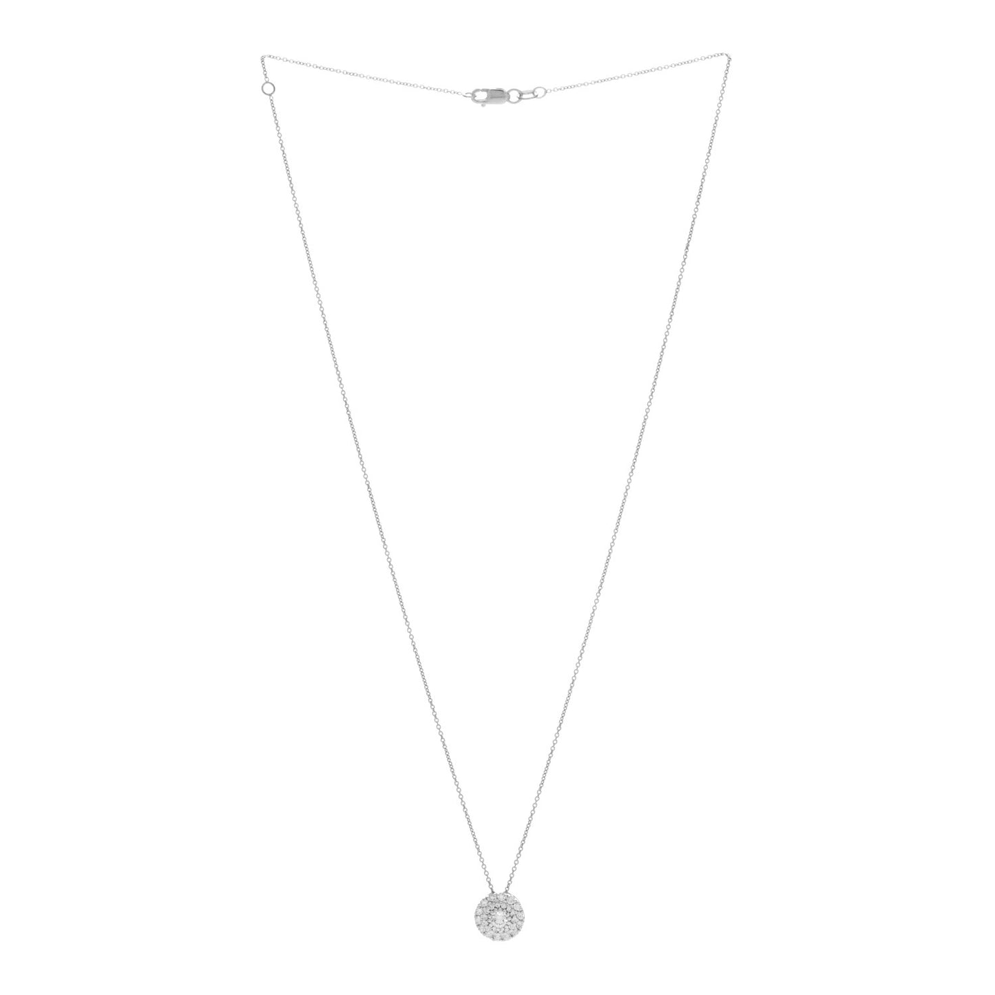 18K White Gold Diamond Disc Pendant Necklace