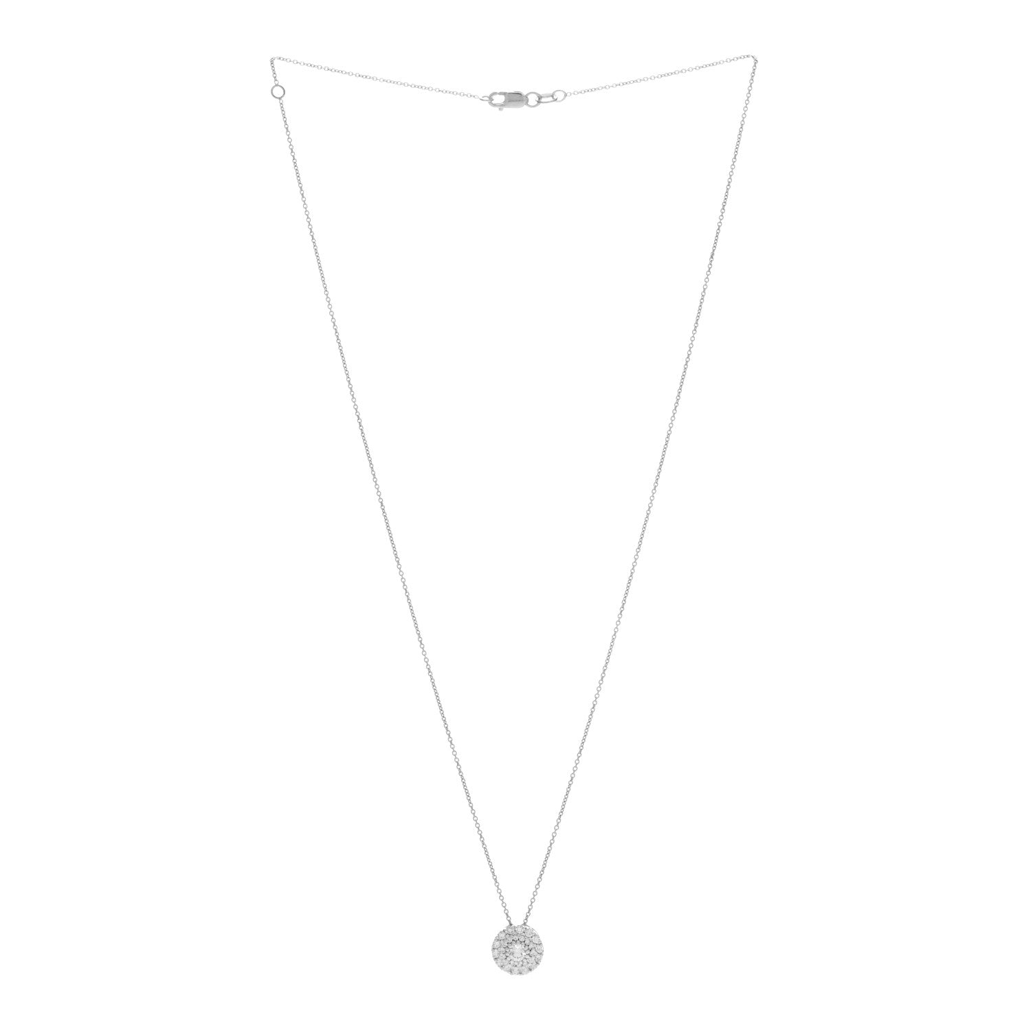 Roberto Coin 18K White Gold Diamond Disc Pendant Necklace 3 of 4