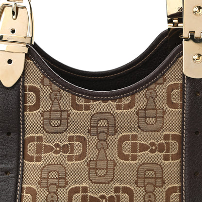 Gucci Canvas Horsebit Print Shoulder Bag Brown 8 of 11