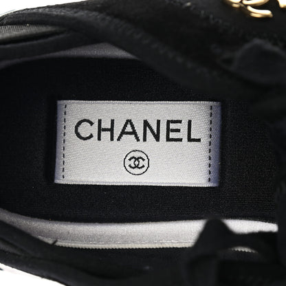 Chanel Velvet Calfskin Mixed Fibers CC Sneakers 39.5 Black 7 of 8