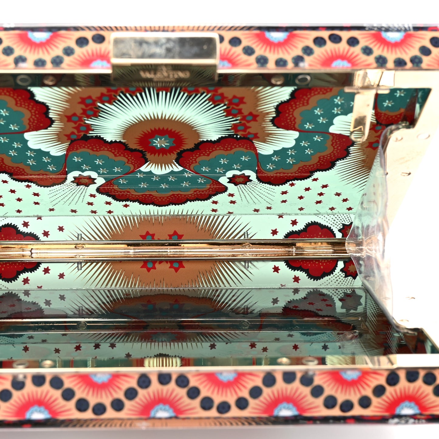 Plexiglass Volcano Print Minaudiere Bag Multicolor