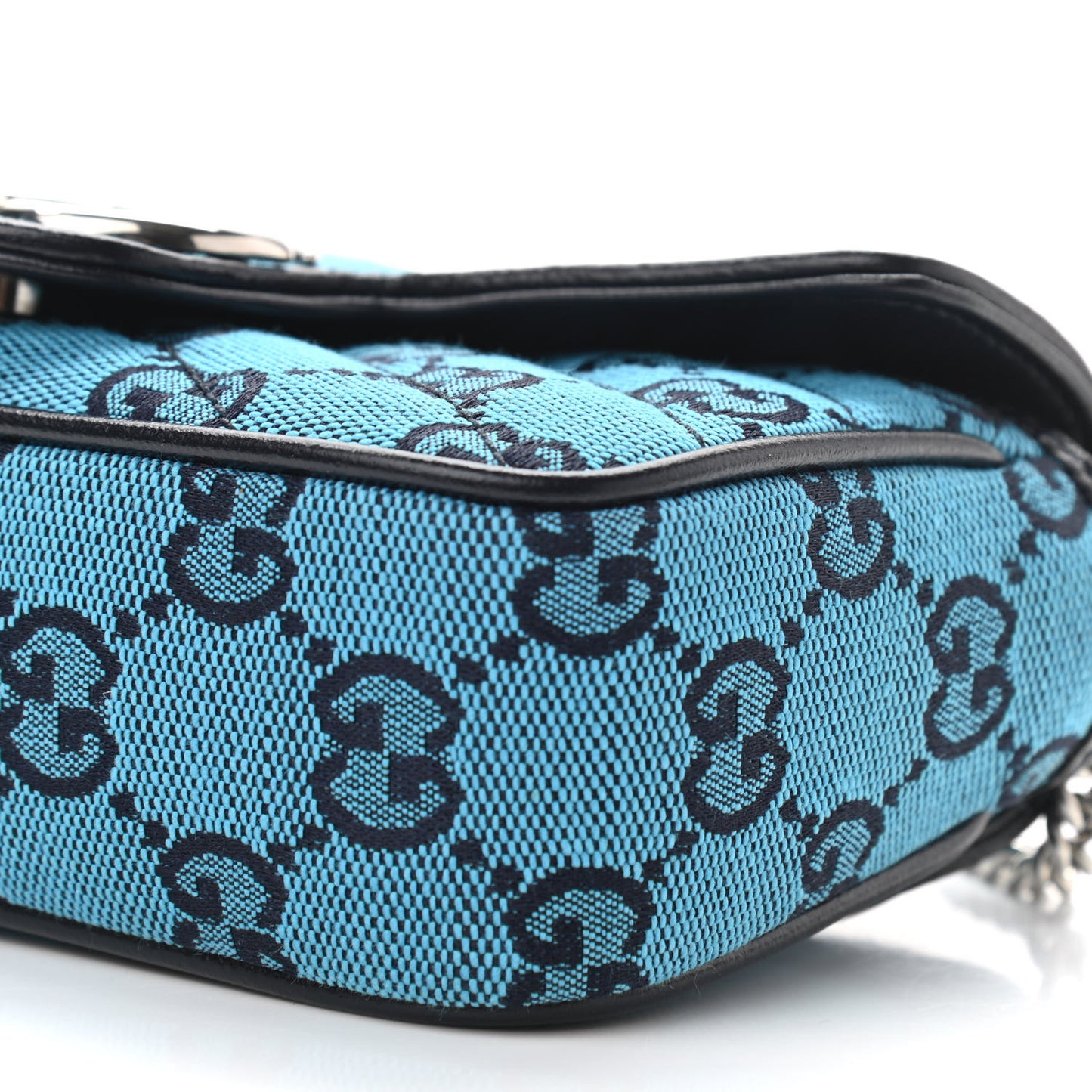 Monogram Multicolor Matelasse Diagonal Super Mini GG Marmont Shoulder Bag Light Blue