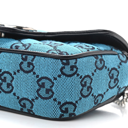 Gucci Monogram Multicolor Matelasse Diagonal Super Mini GG Marmont Shoulder Bag Light Blue 10 of 11