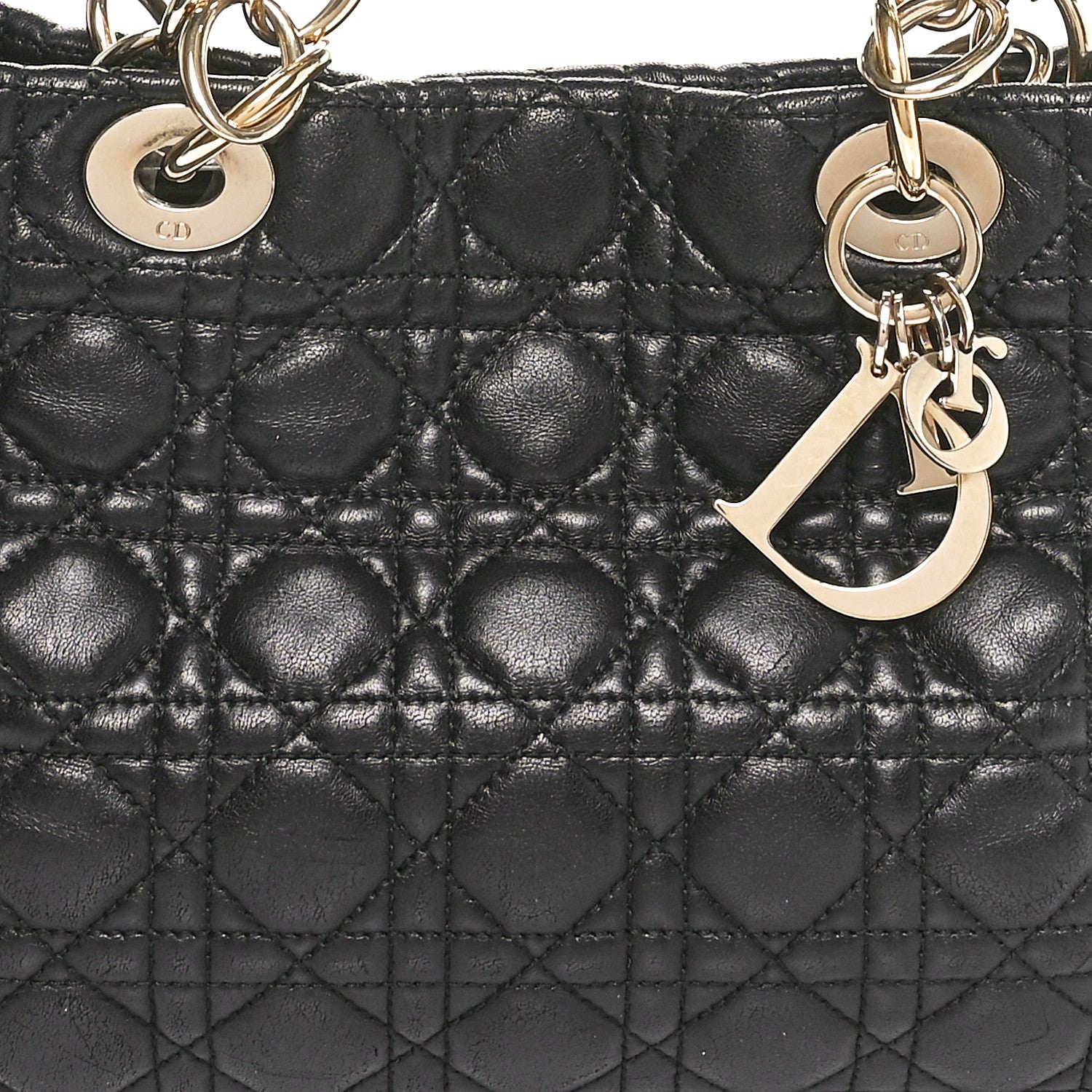 Christian Dior Lambskin Cannage Small Dior Soft Zipped Shopping Tote Black 7 of 9
