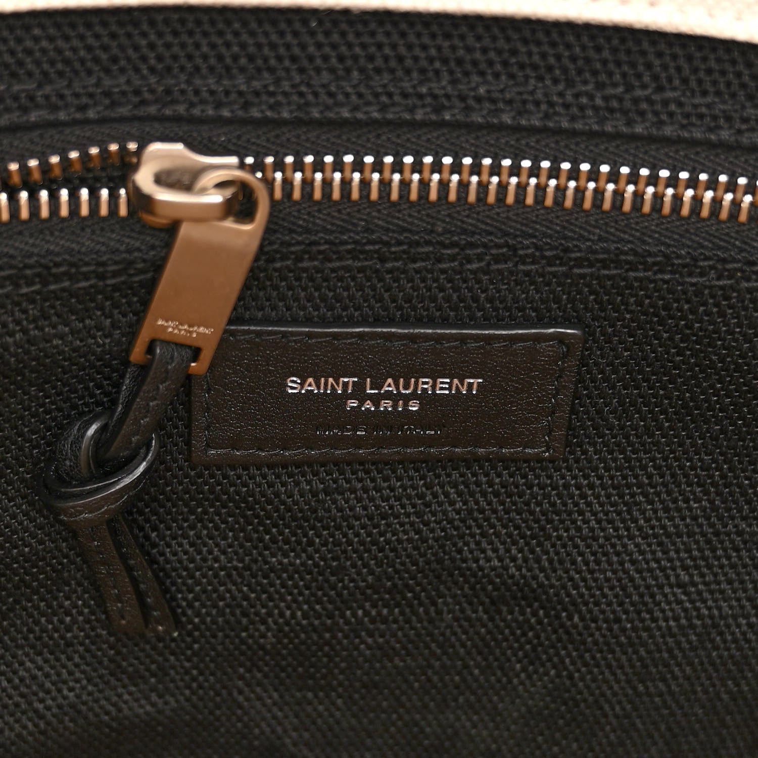 Saint Laurent SAINT LAURENT Linen Calfskin Rive Gauche North South Tote White Black 5 of 8