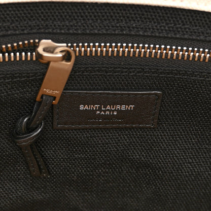 Saint Laurent SAINT LAURENT Linen Calfskin Rive Gauche North South Tote White Black 5 of 8