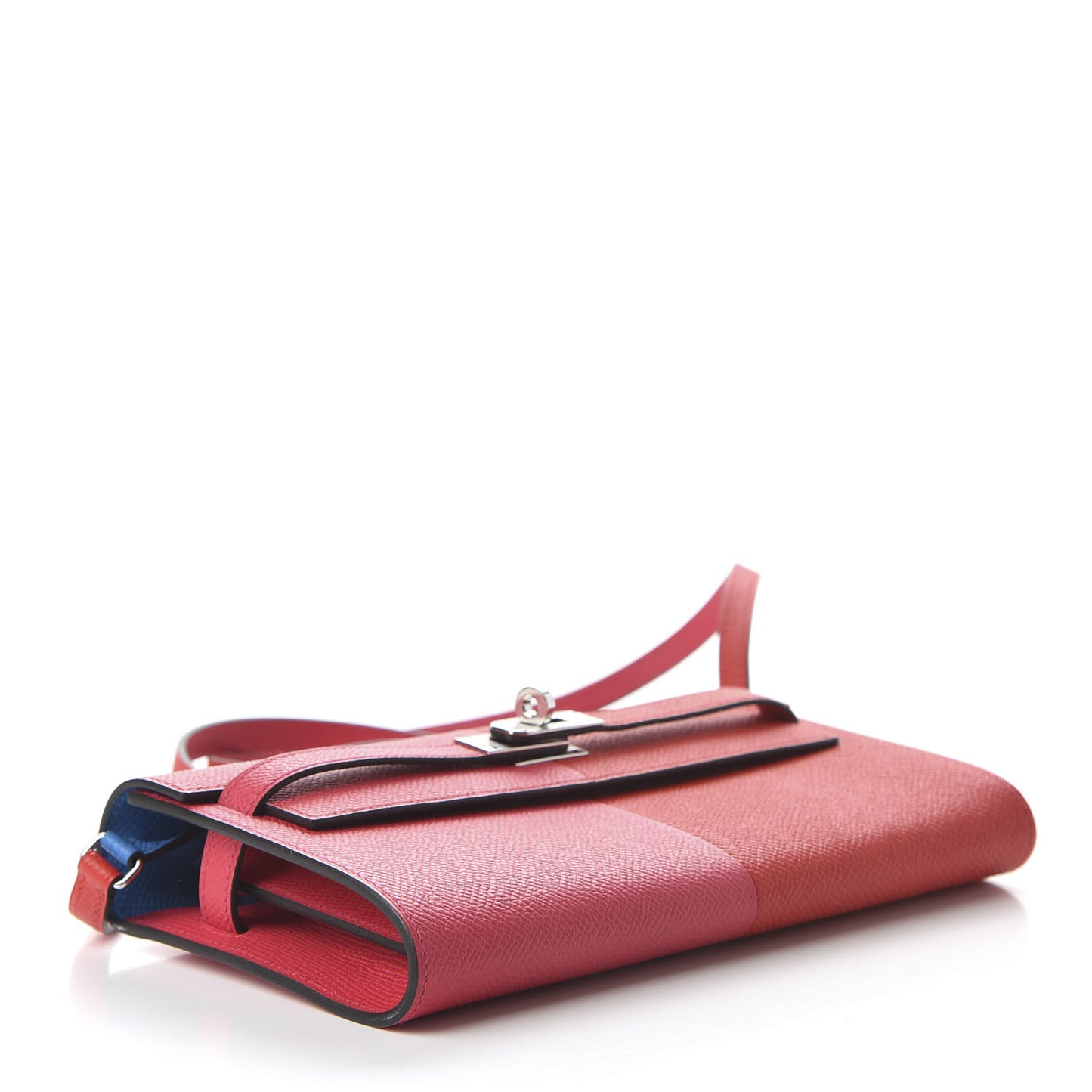 Epsom Kelly Wallet Casaque To Go Rouge Coeur Rose Extreme Bleu Zanzibar