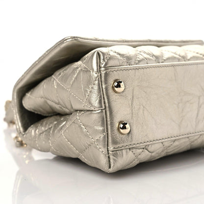 Chanel Metallic Aged Calfskin Quilted Mini Coco Handle Flap Gold 5 of 10