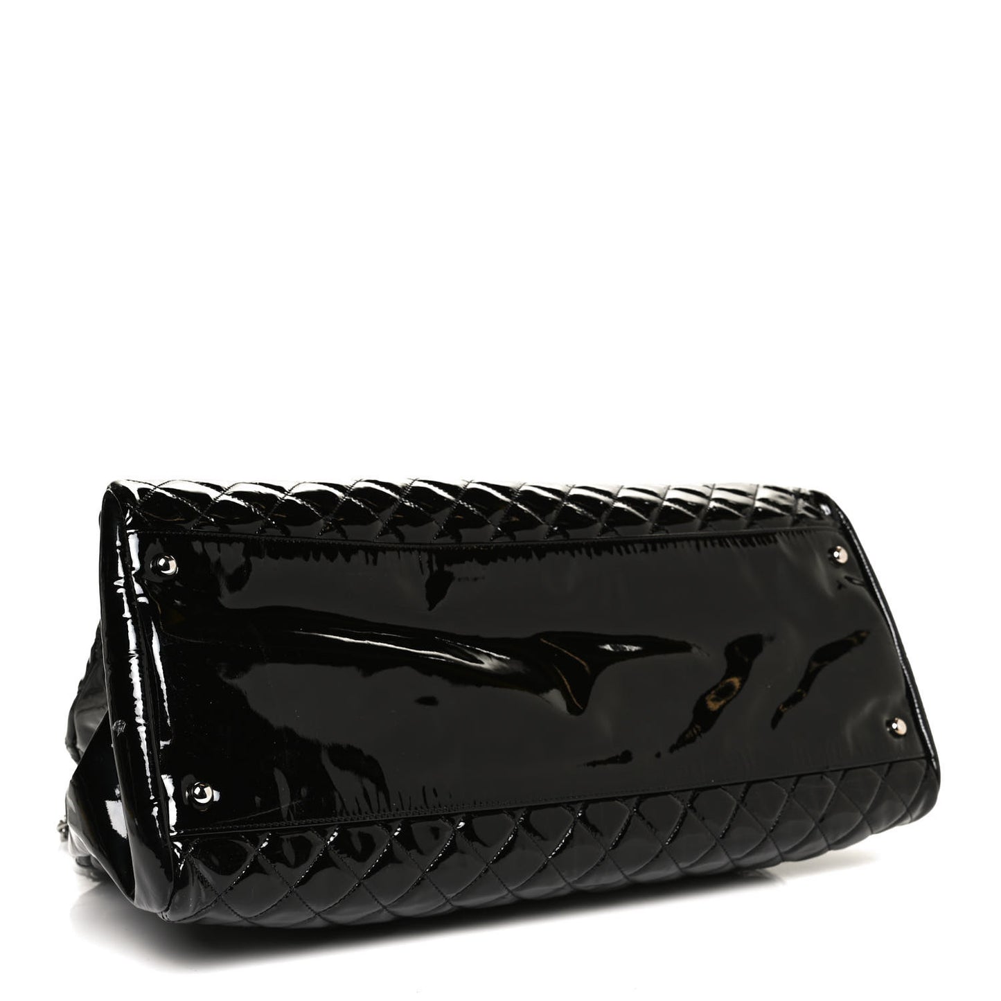 Patent Quilted Maxi Just Mademoiselle Bowling Bag Black