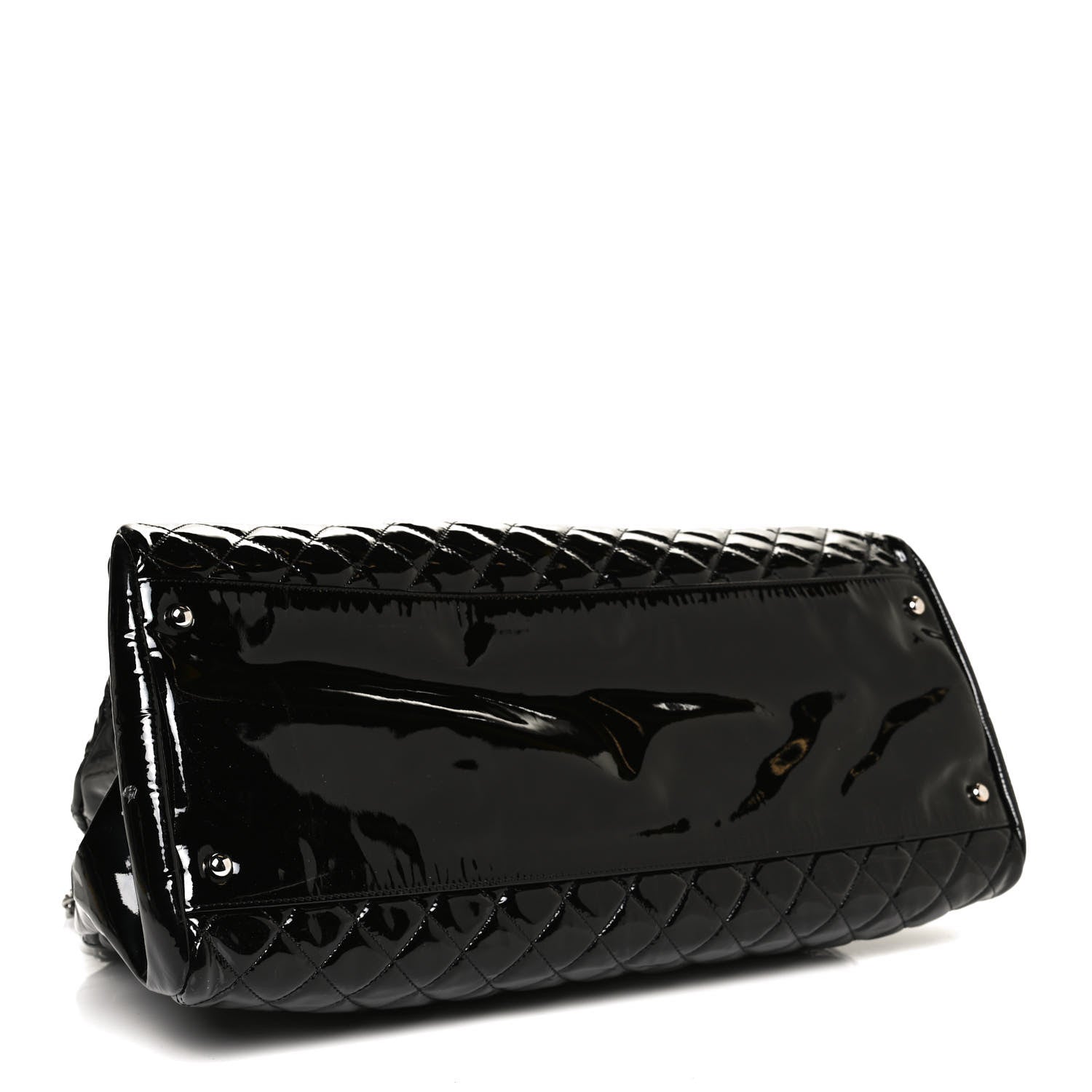 Chanel Patent Quilted Maxi Just Mademoiselle Bowling Bag Black 4 of 11