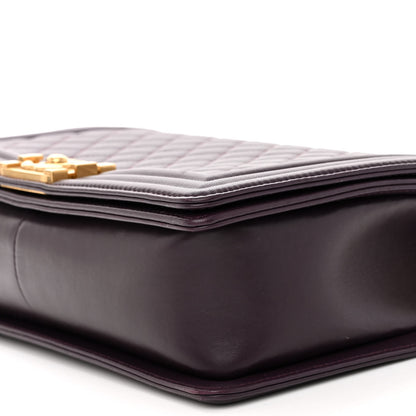Chanel Lambskin Quilted New Medium Boy Flap Dark Purple 10 of 10