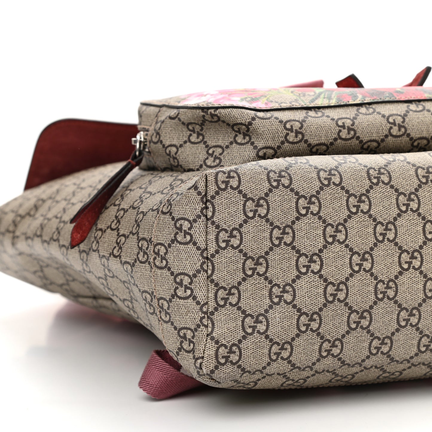 GG Supreme Monogram Blooms Medium Single Buckle Backpack Beige Multicolor Dry Rose