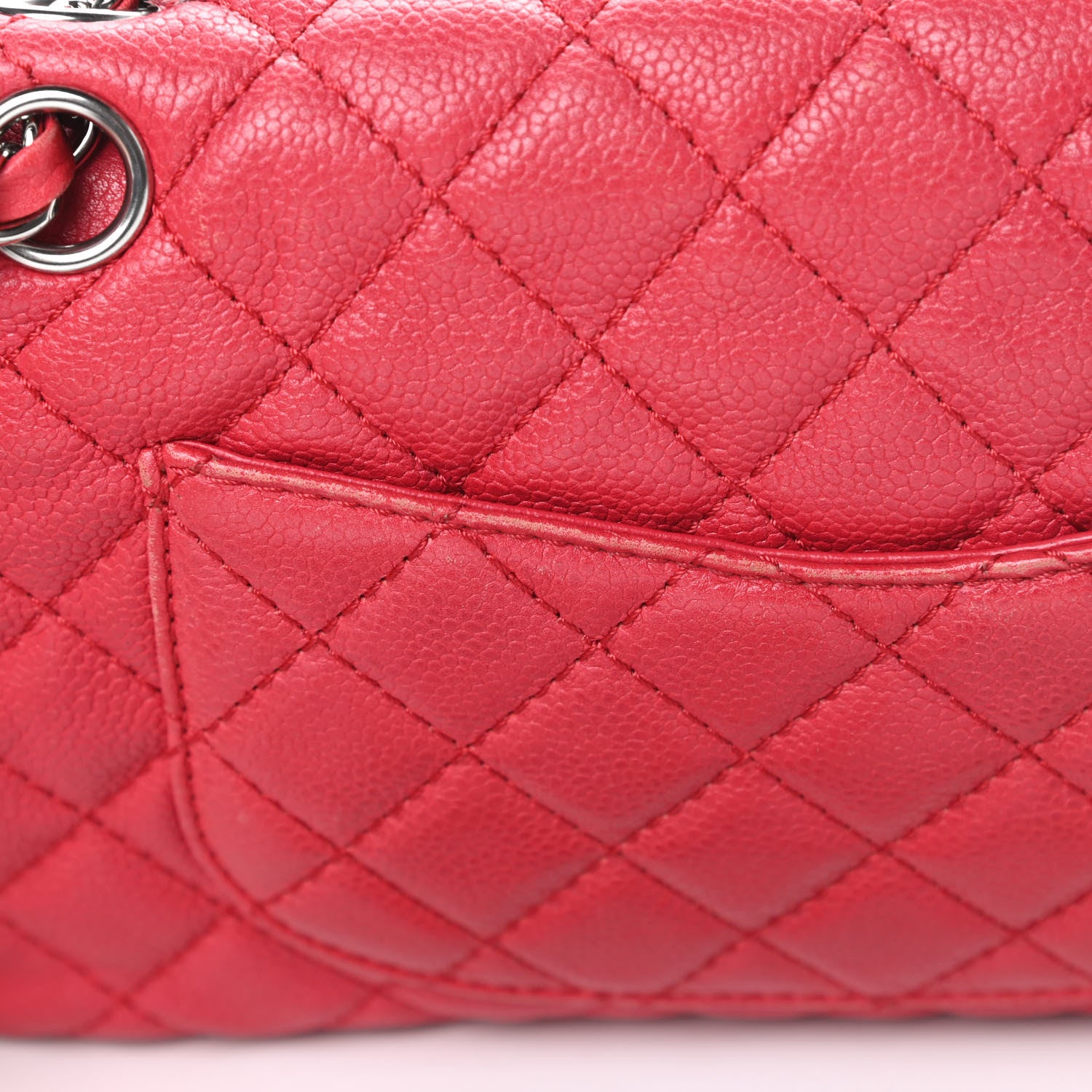 Chanel Washed Caviar Quilted Medium Double Flap Red 11 of 13