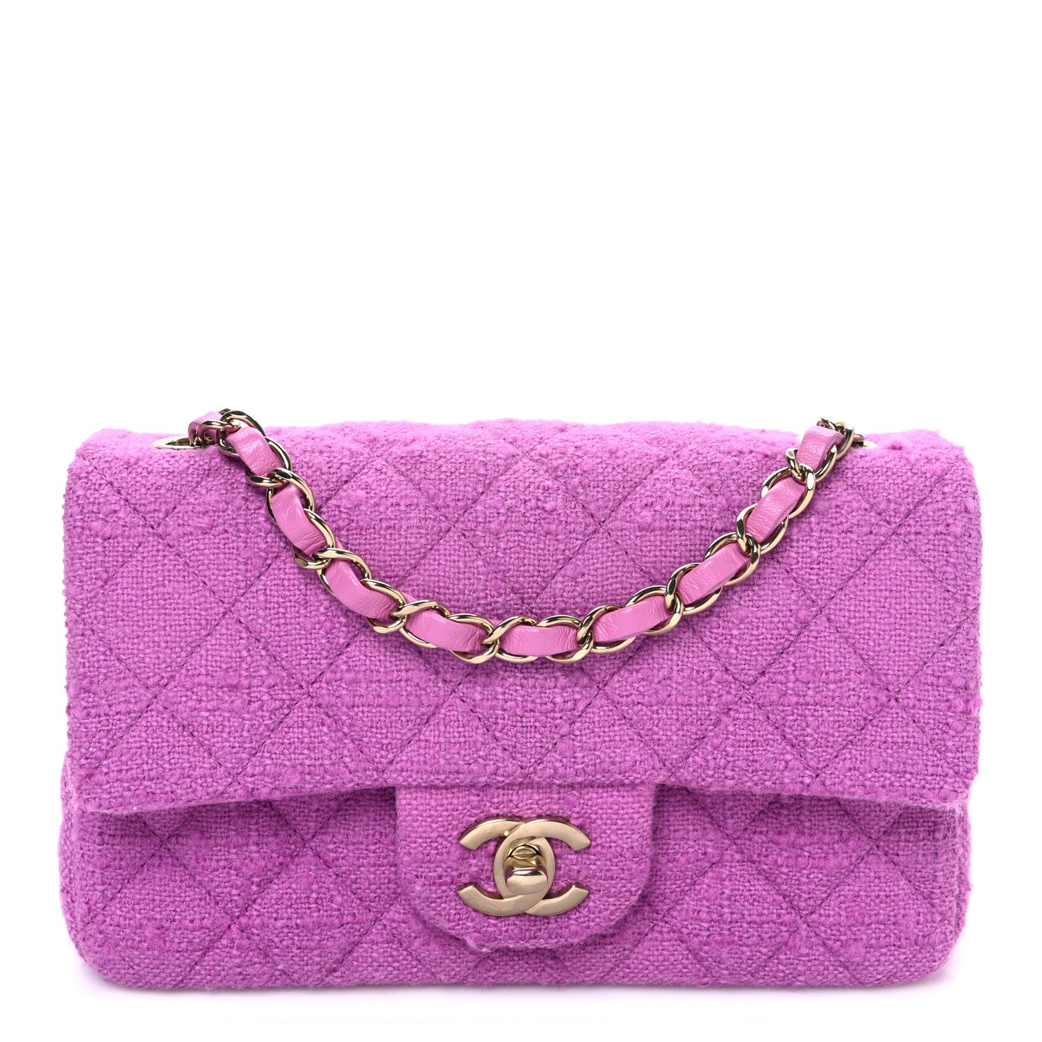 Chanel Tweed Quilted Mini Rectangular Flap Purple 1 of 10