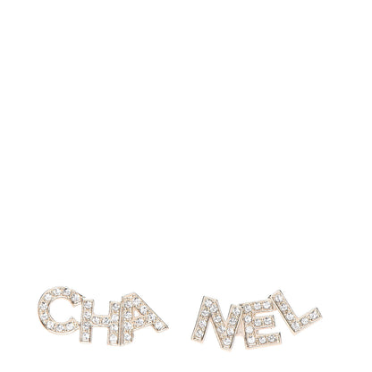 Chanel Crystal Pearl Signature Stud Earrings Gold 1 of 5