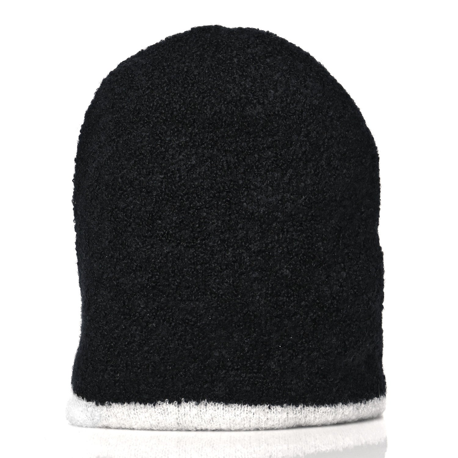 Chanel Cashmere Blend CC Beanie Hat Black White 2 of 6