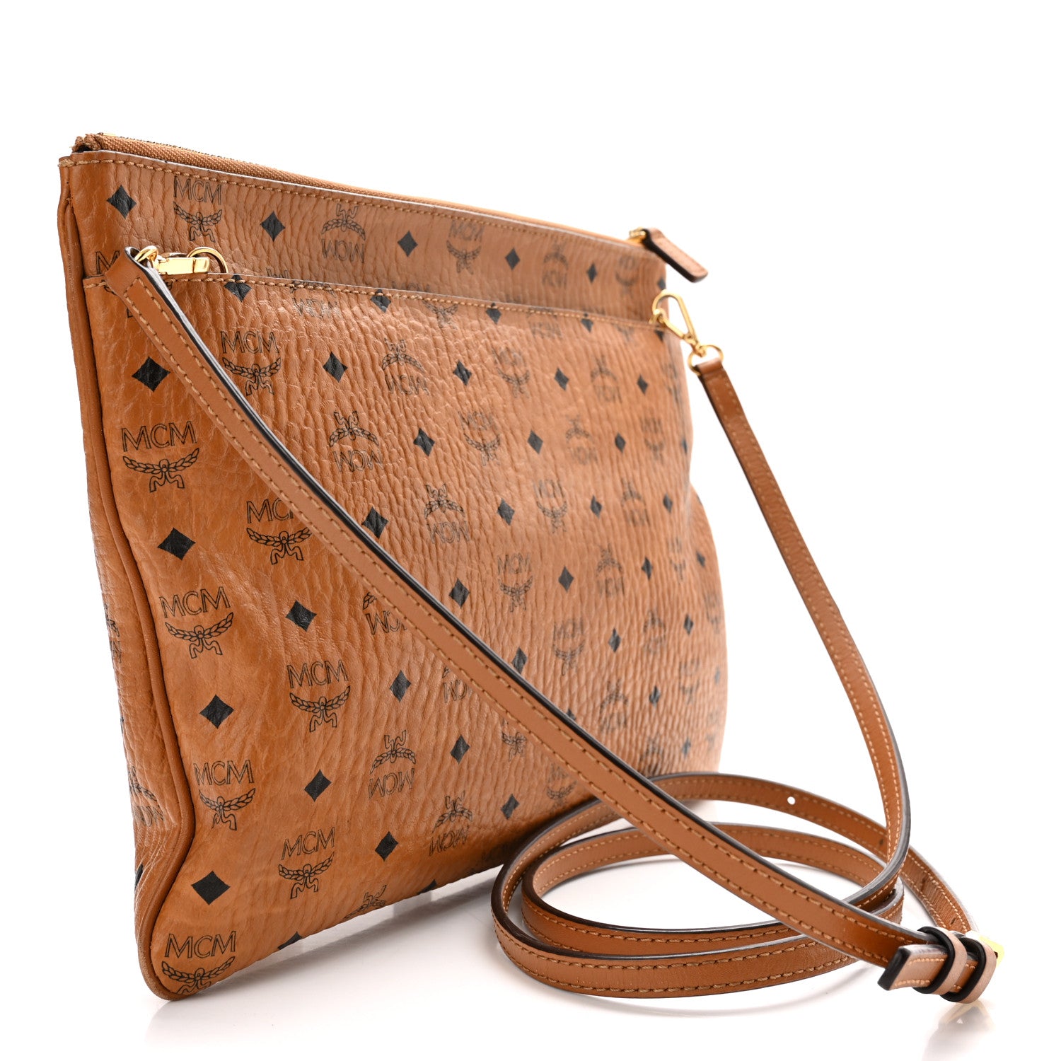 MCM Visetos Medium Crossbody Pouch Cognac 1179666 – FASHIONPHILE