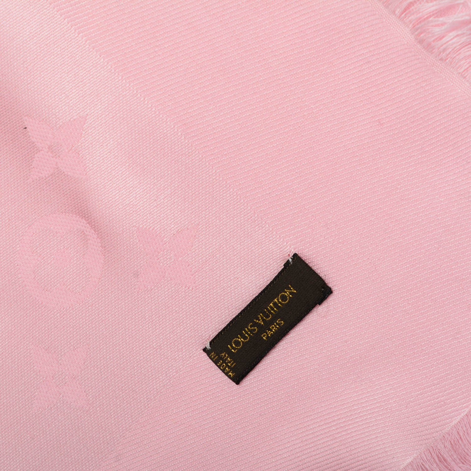 Louis Vuitton Silk Wool Monogram Shine Shawl Pink 4 of 5