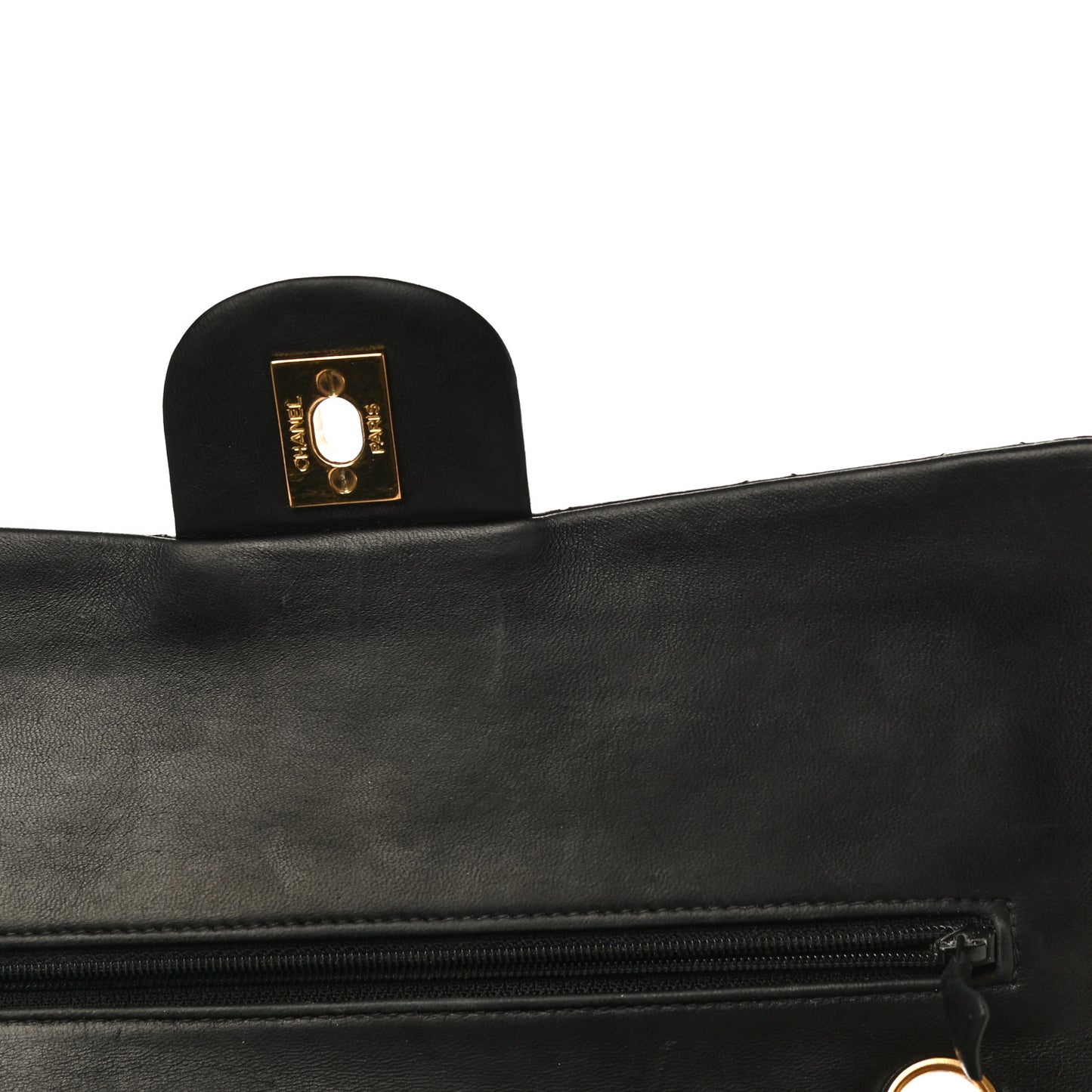 Lambskin Quilted Medium Double Flap Black
