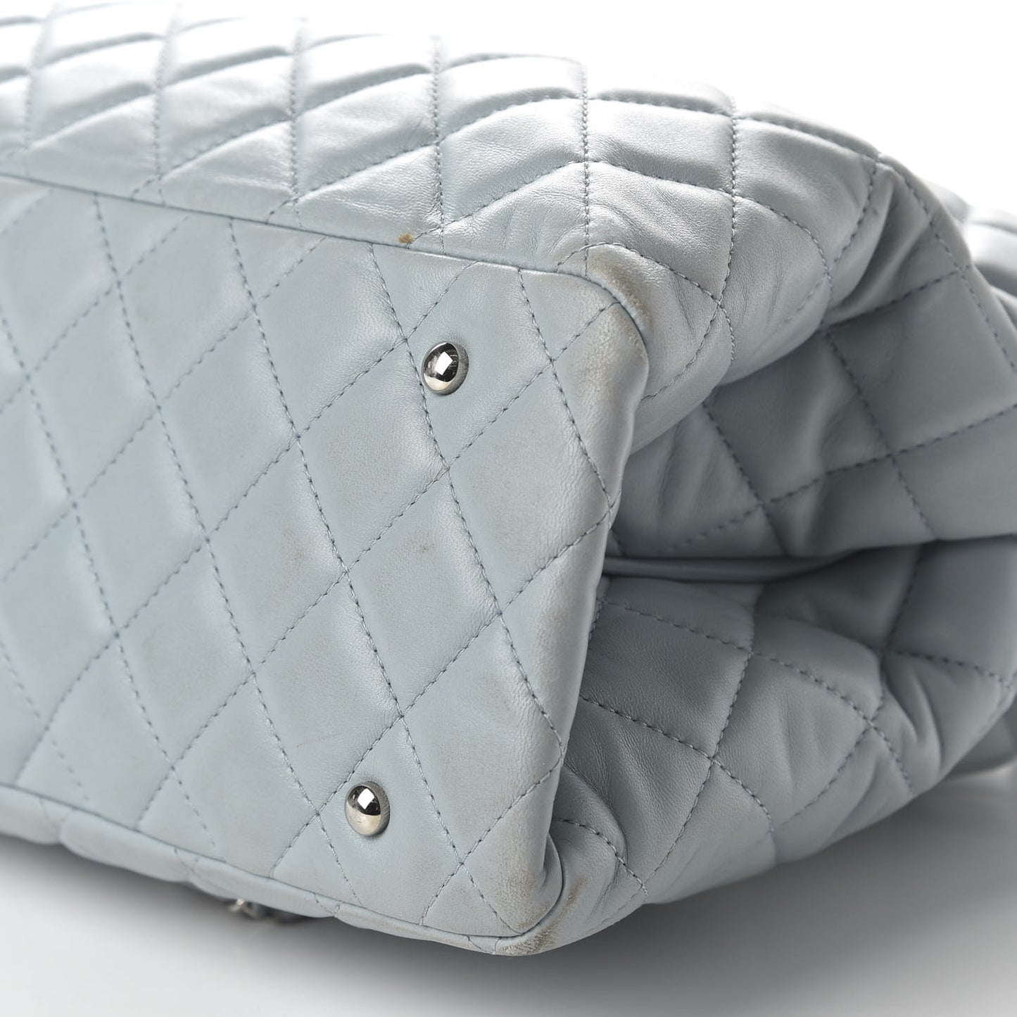 Lambskin Quilted Daily Shopping Tote Light Blue