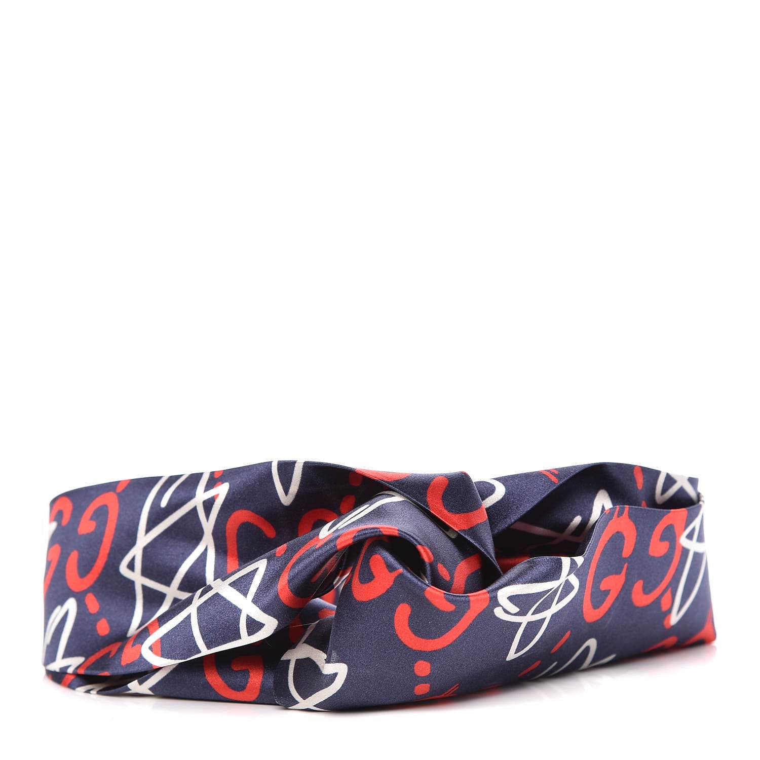Gucci Silk GucciGhost Stars Print Duchesse Headband Sapphire Red 1 of 5