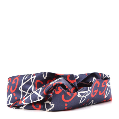 Gucci Silk GucciGhost Stars Print Duchesse Headband Sapphire Red 1 of 5