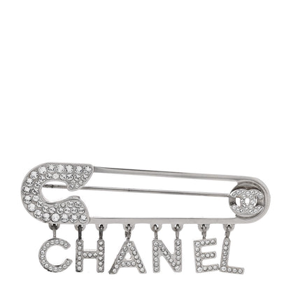 Chanel Crystal Safety Pin Brooch Silver 1 of 4