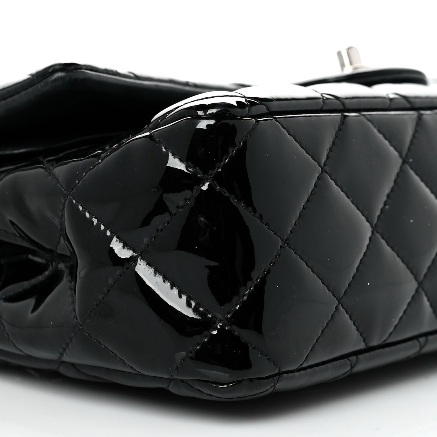 Patent Quilted Medium Double Flap Black