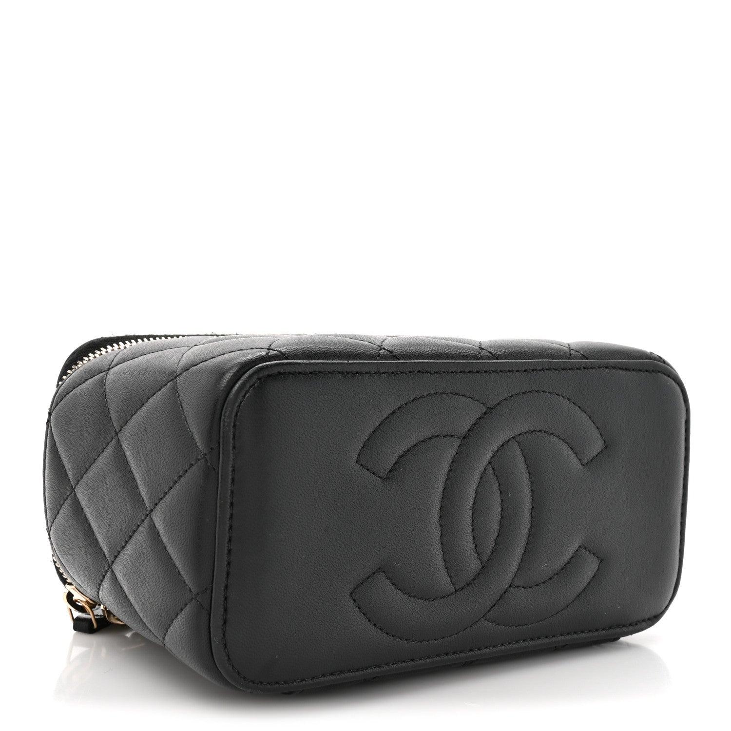 Chanel Lambskin Quilted Small Top Handle Vanity Case With Chain Black 4 of 11