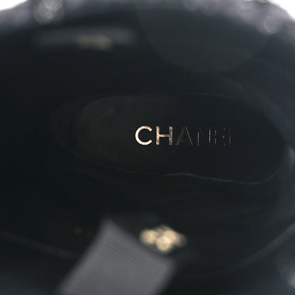 Chanel Iridescent Wool Silk Tweed Calfskin CC Cap Toe High Boots 37 Black 7 of 12