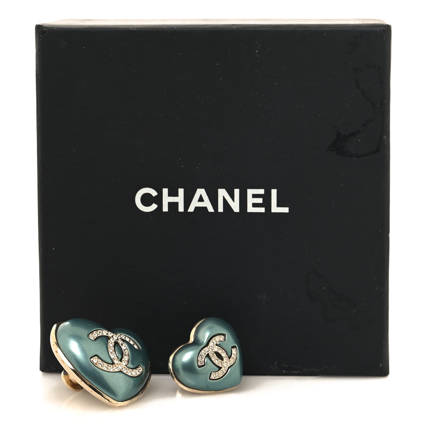 Resin Crystal CC Heart Brooch Set Blue Gold