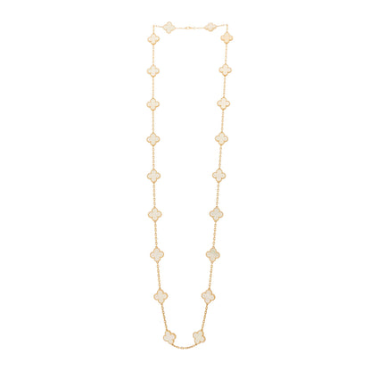 Van Cleef & Arpels 18K Yellow Gold Mother of Pearl 20 Motifs Vintage Alhambra Necklace 3 of 7