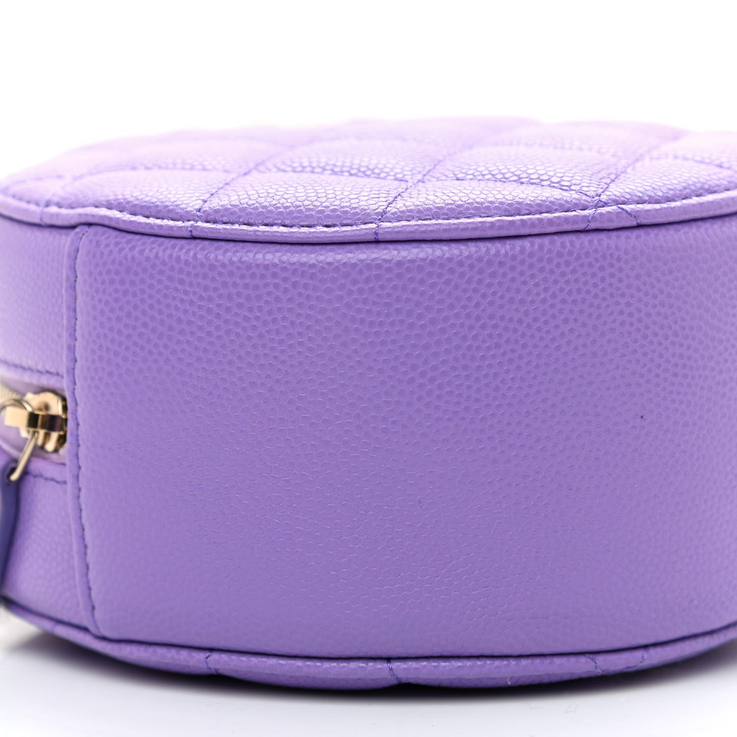 Caviar Quilted Round Clutch With Chain Purple