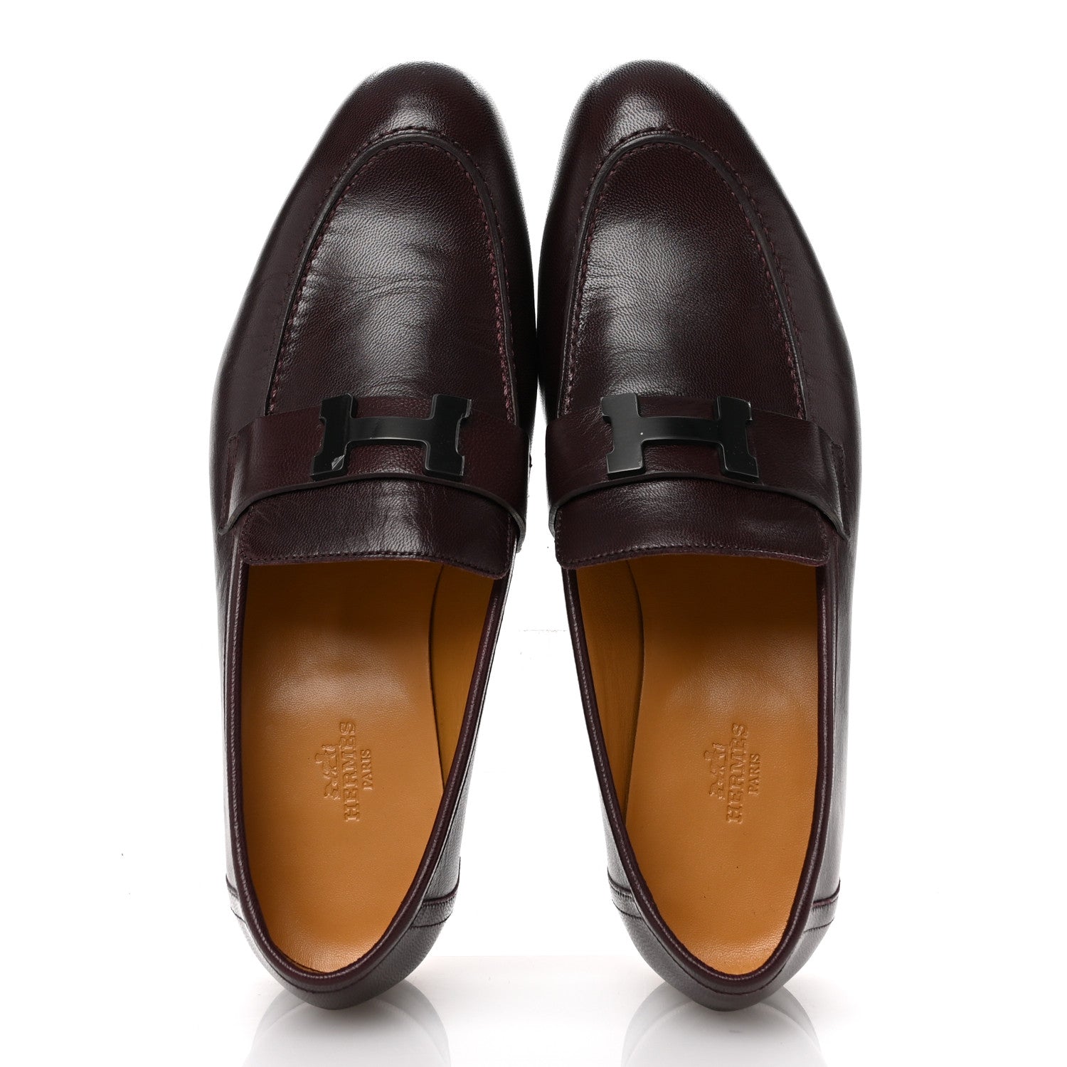 Hermes Goatskin Mens Paris Loafers 42 Marron Mahogany 2 of 12