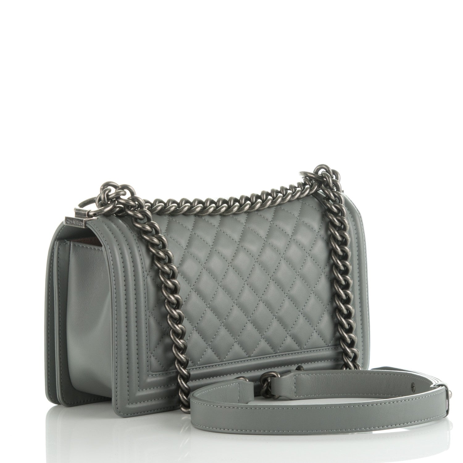 Chanel Calfskin Quilted Medium Boy Flap Grey 3 of 8