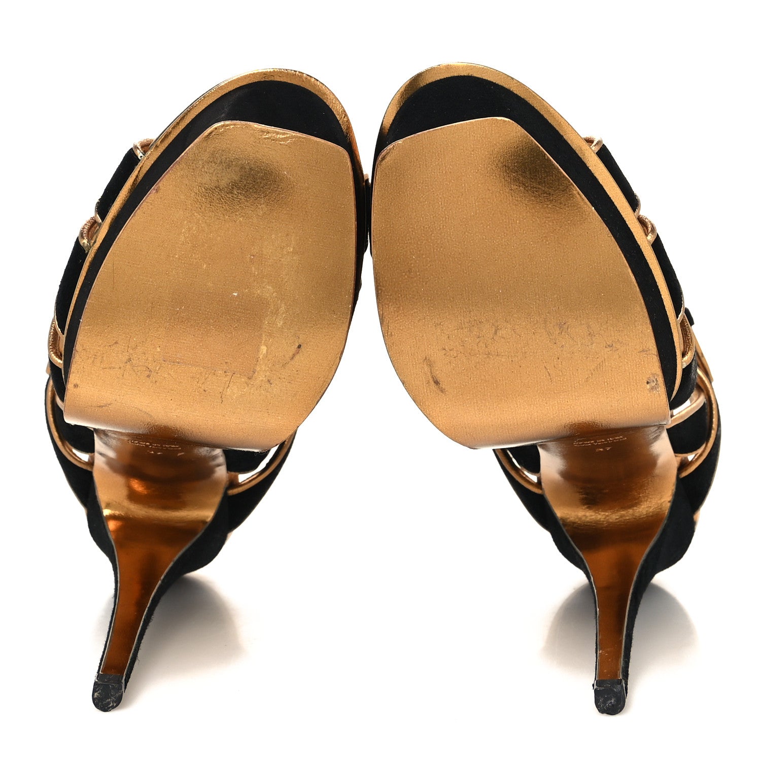 Saint Laurent Suede Tribute 105 Platform Sandals 37 Black Gold 5 of 9