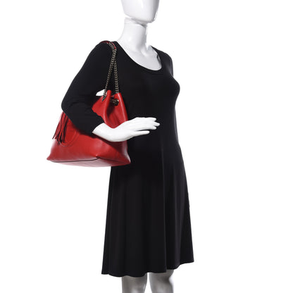 Gucci Pebbled Calfskin Medium Soho Chain Shoulder Bag Tabasco Red 2 of 9