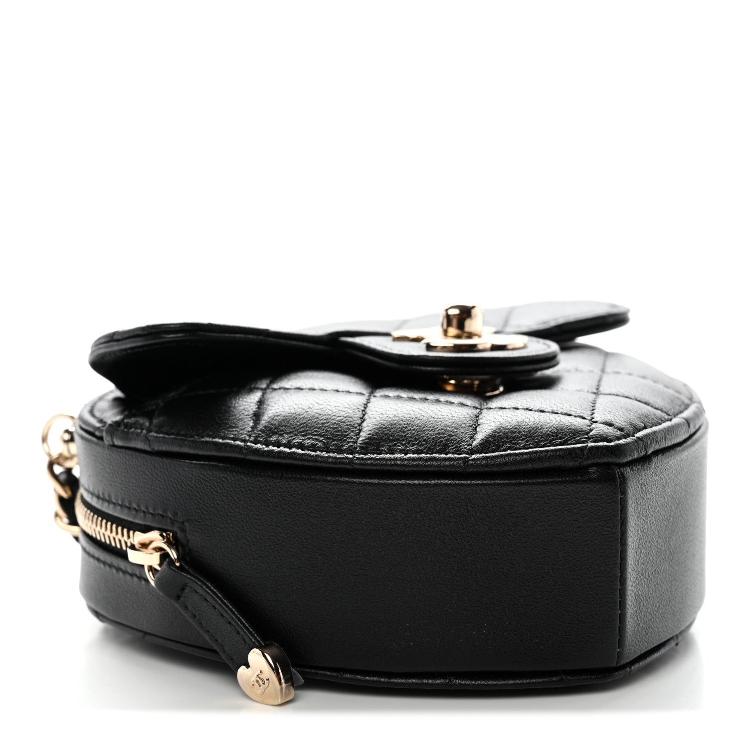 Chanel Lambskin Quilted CC In Love Heart Clutch With Chain Black 4 of 11