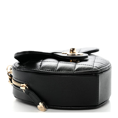 Chanel Lambskin Quilted CC In Love Heart Clutch With Chain Black 4 of 11