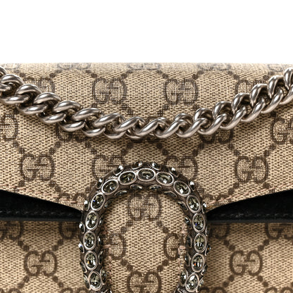 Gucci GG Supreme Monogram Suede Crystal Small Dionysus Shoulder Bag Beige Ebony Black 8 of 10