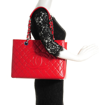 Chanel Caviar Quilted Grand Shopping Tote GST Red 2 of 7