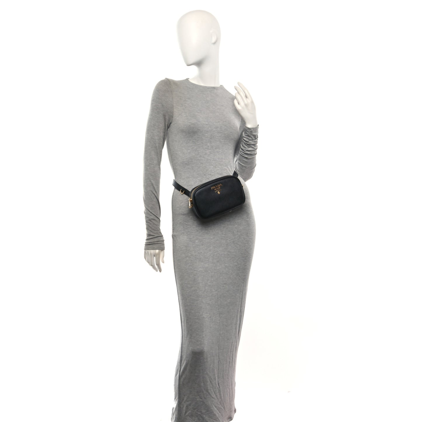 Saffiano Lux Metal Belt Bag Black