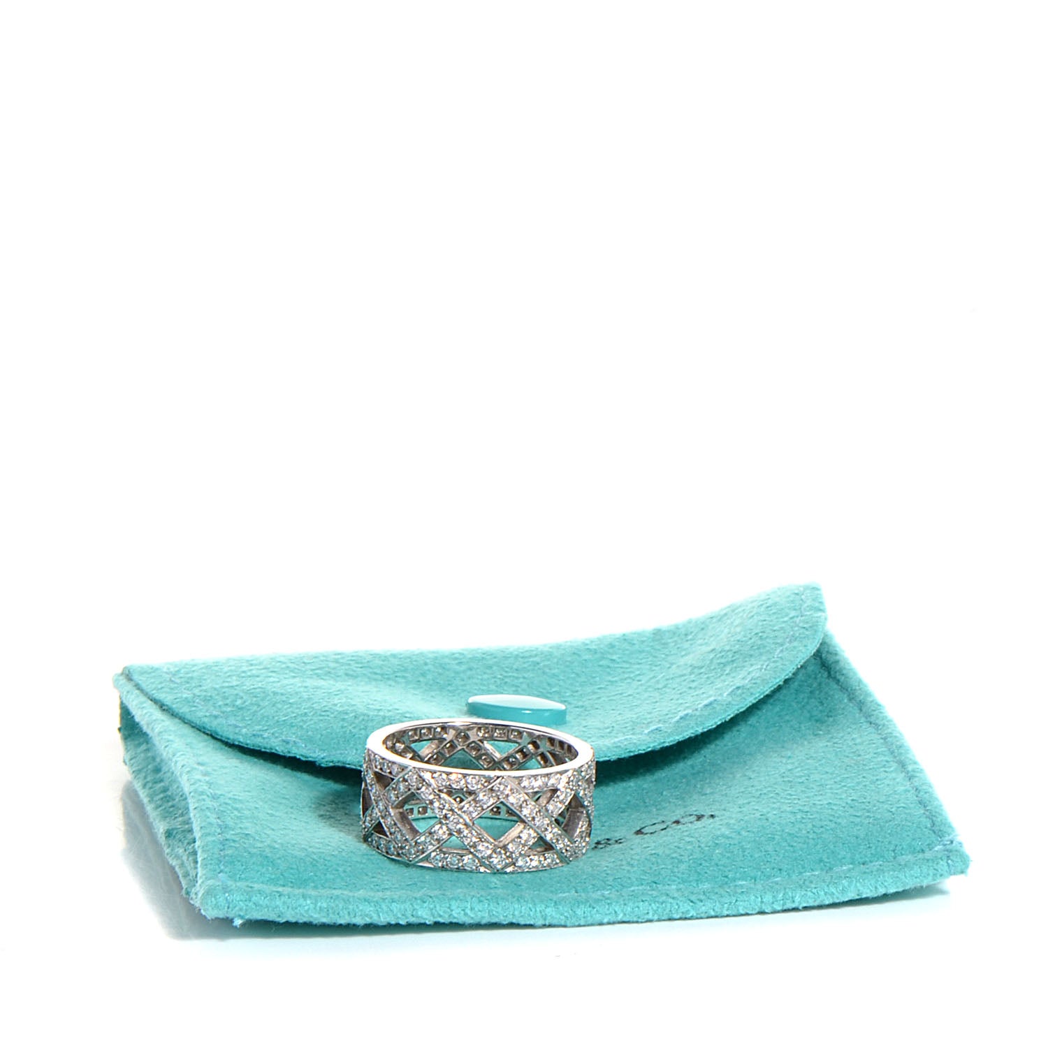 Tiffany Platinum Diamond Braided Band Ring Size 6 5 of 5