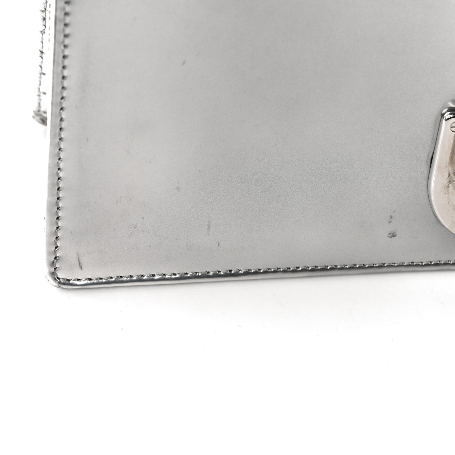 Christian Dior Metallic Patent Micro-Cannage Medium Diorama Flap Bag Silver 11 of 12