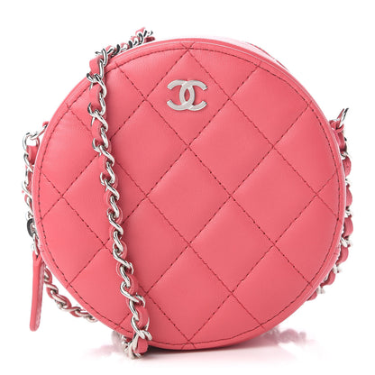Chanel Lambskin Quilted Round Clutch With Chain Pink 1 of 8