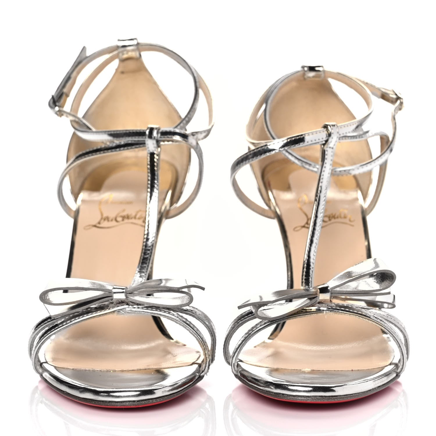 Christian Louboutin Specchio Blakissima 85 T-Strap Sandals 36 Platine 2 of 8