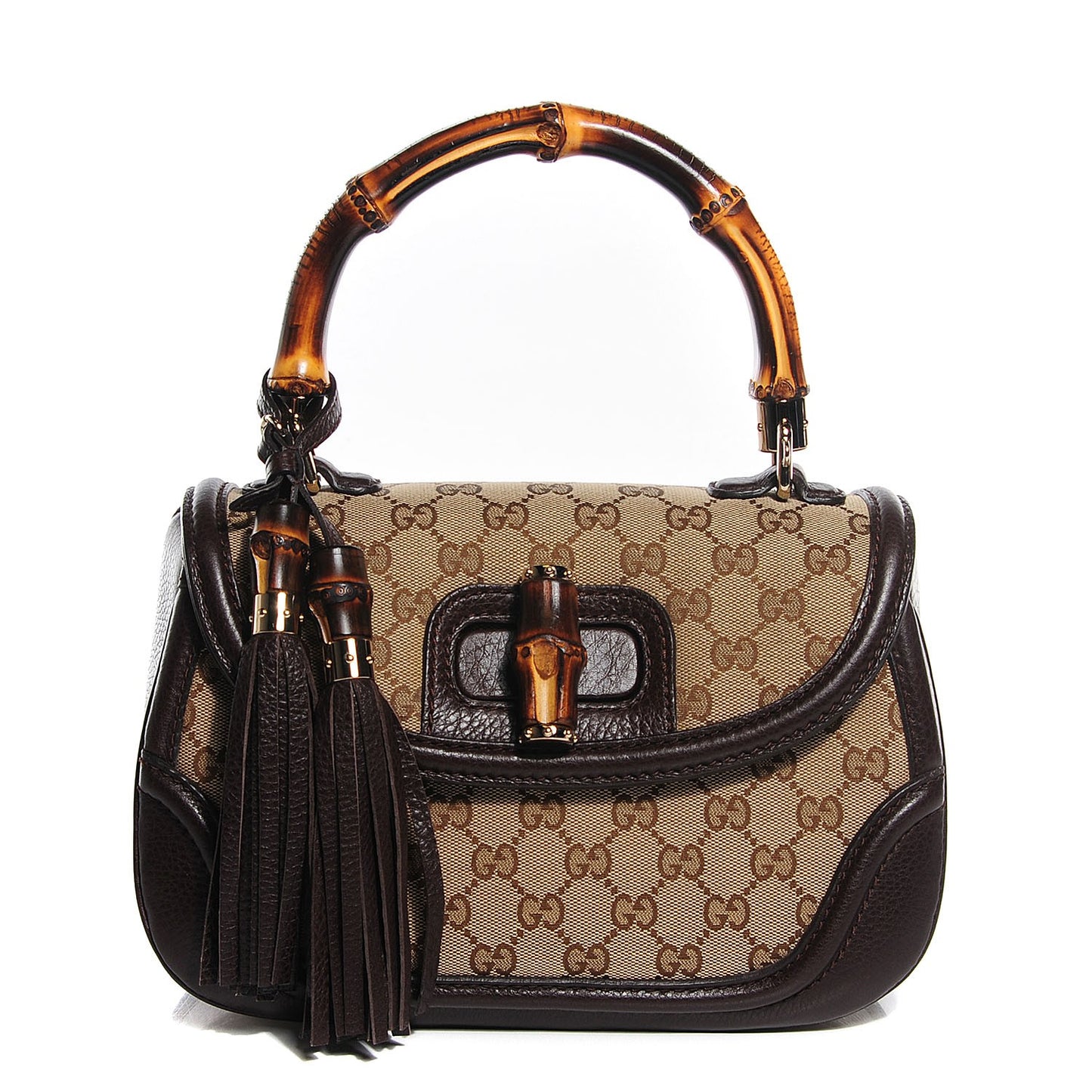 Monogram Medium New Bamboo Top Handle Bag Dark Brown