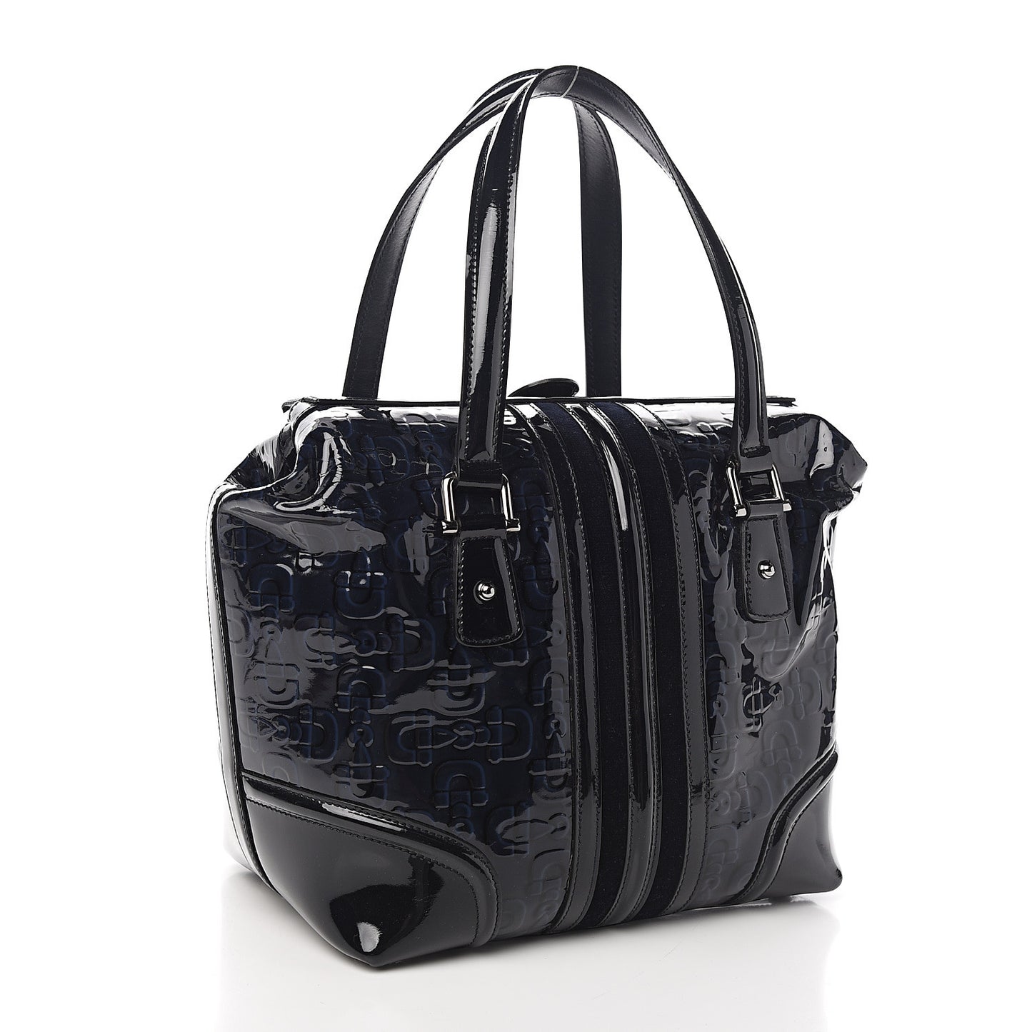 Patent Horsebit Embossed Treasure Boston Black Blue