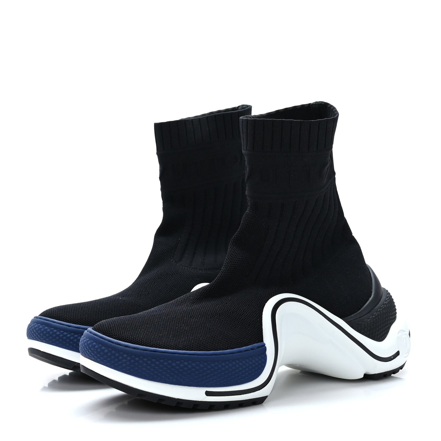 Stretch Textile LV Archlight Sneaker Boots 37 Black Blue