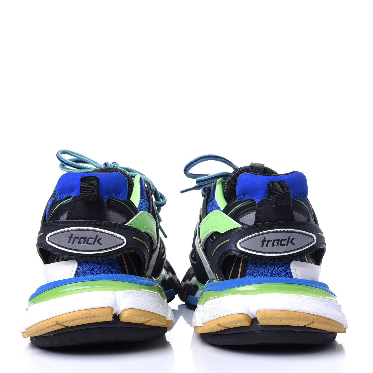 Balenciaga Mesh Nylon Mens Track Sneakers 39 Black Blue Green 6 of 10